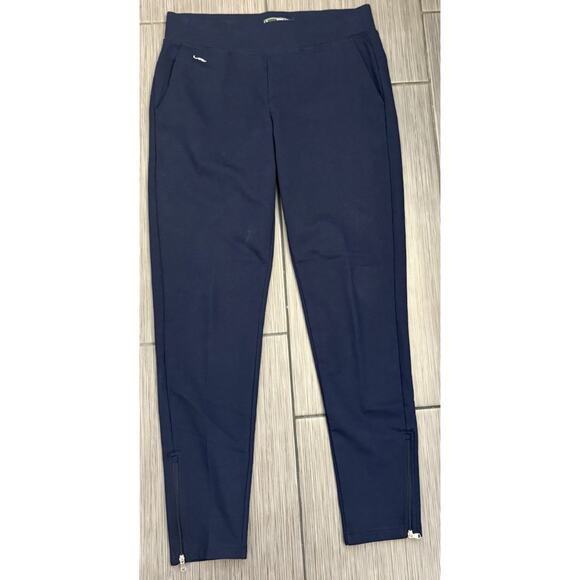 Ralph Lauren Active Women's Blue Cotton Ankle Zip Pants Size Small Stretch - Picture 1 of 5